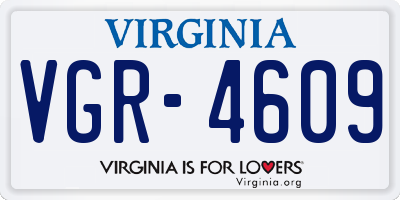 VA license plate VGR4609