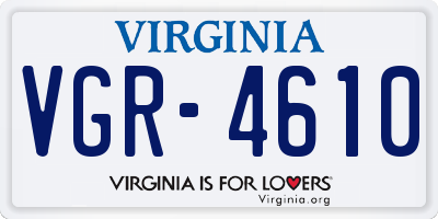 VA license plate VGR4610