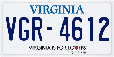 VA license plate VGR4612