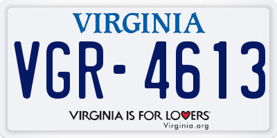 VA license plate VGR4613
