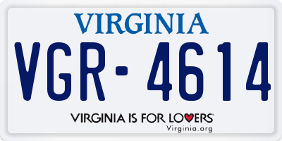 VA license plate VGR4614
