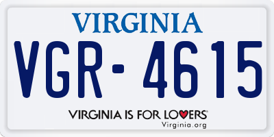 VA license plate VGR4615