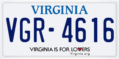 VA license plate VGR4616