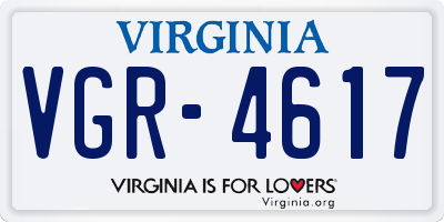 VA license plate VGR4617
