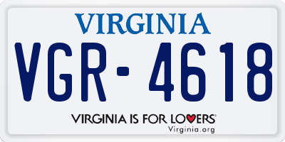 VA license plate VGR4618