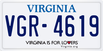 VA license plate VGR4619