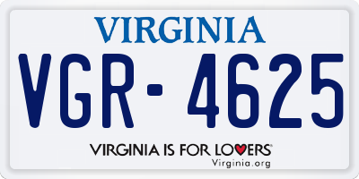 VA license plate VGR4625