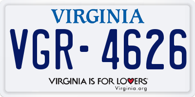 VA license plate VGR4626
