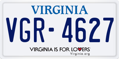VA license plate VGR4627