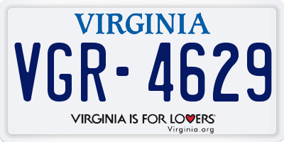 VA license plate VGR4629