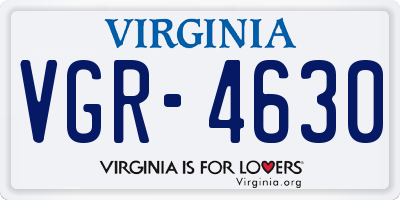 VA license plate VGR4630