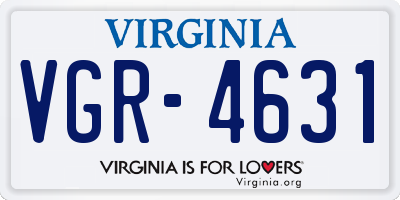 VA license plate VGR4631