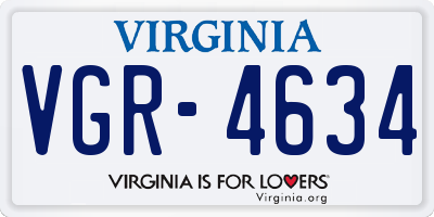 VA license plate VGR4634