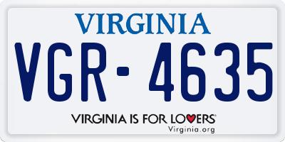 VA license plate VGR4635