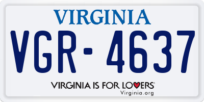 VA license plate VGR4637