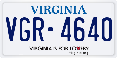 VA license plate VGR4640