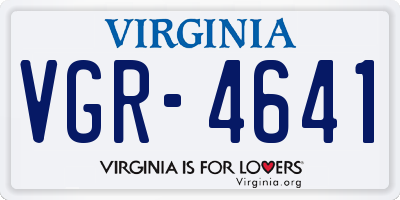 VA license plate VGR4641