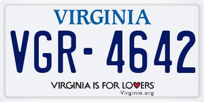 VA license plate VGR4642