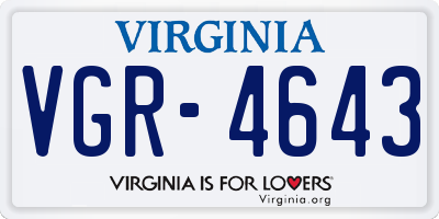 VA license plate VGR4643
