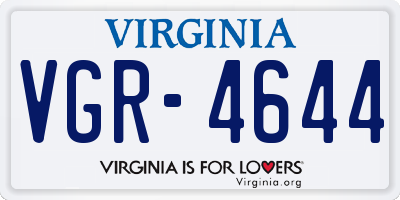 VA license plate VGR4644