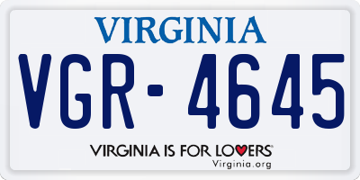 VA license plate VGR4645