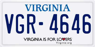 VA license plate VGR4646
