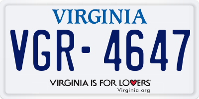 VA license plate VGR4647