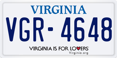 VA license plate VGR4648