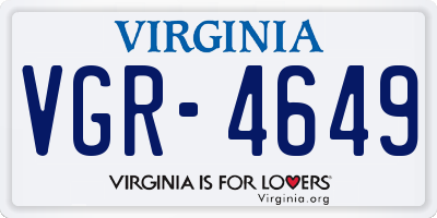 VA license plate VGR4649