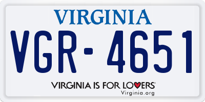 VA license plate VGR4651