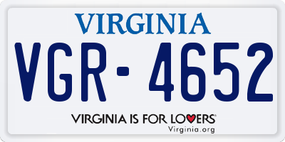 VA license plate VGR4652
