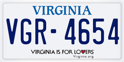 VA license plate VGR4654