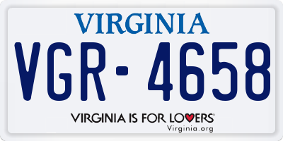 VA license plate VGR4658