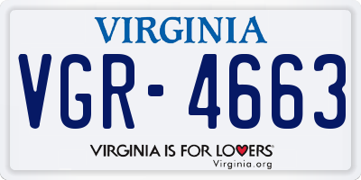VA license plate VGR4663