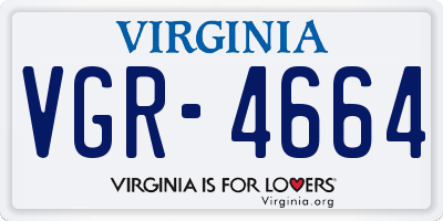 VA license plate VGR4664