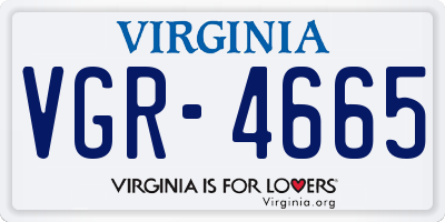 VA license plate VGR4665