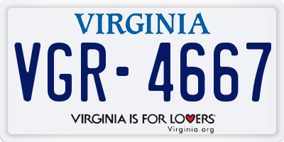 VA license plate VGR4667