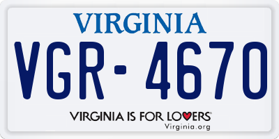 VA license plate VGR4670
