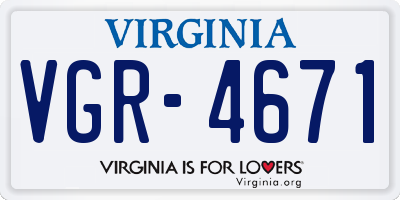 VA license plate VGR4671