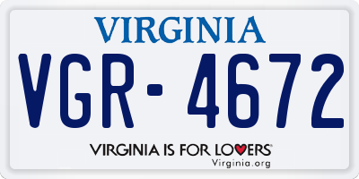 VA license plate VGR4672