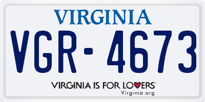 VA license plate VGR4673