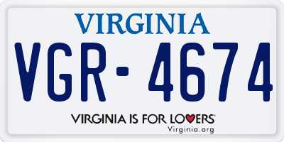 VA license plate VGR4674