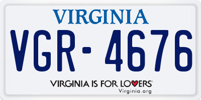 VA license plate VGR4676