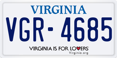 VA license plate VGR4685