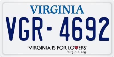 VA license plate VGR4692