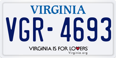 VA license plate VGR4693
