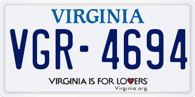 VA license plate VGR4694
