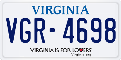 VA license plate VGR4698