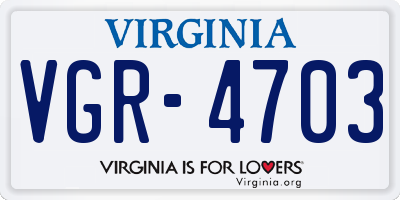 VA license plate VGR4703