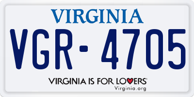 VA license plate VGR4705